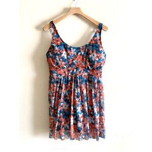 BloomChic Modest Swim Dress Floral Retro Slimming Skirted One Piece Plus 18/20